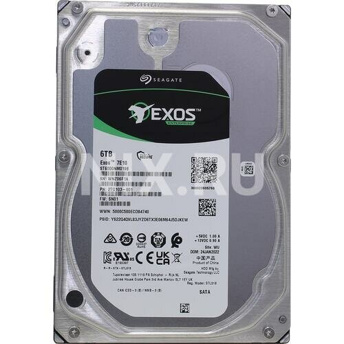 Жесткий диск Seagate SATA-III 6Tb ST6000NM019B Exos 7E10 (7200rpm) 256Mb 3.5"