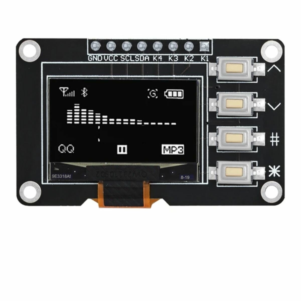 OLED модуль 0,96 дюйма +4 кнопки , белый OLED-дисплей IIC 128X64 I2C SSD1106 12864 для Arduino