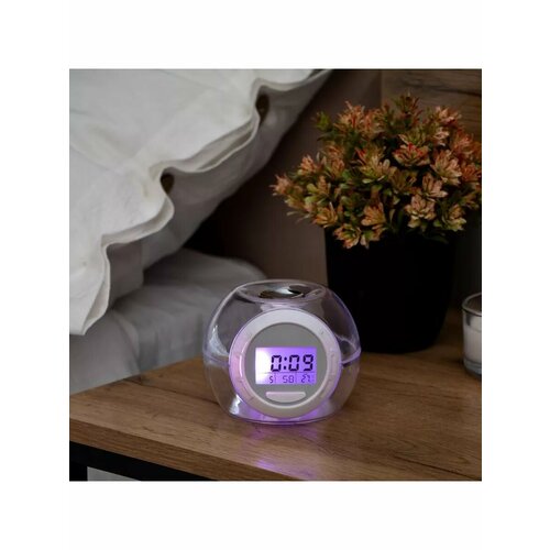 Часы будильник 7 цветов дисплея 6 мелодий термометр 1005₽