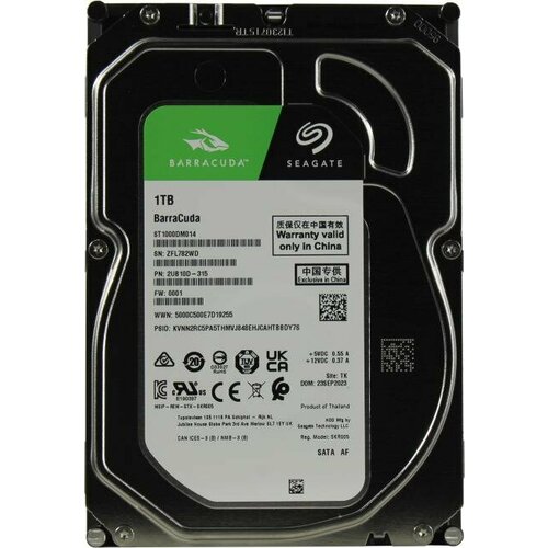 Жесткий диск 35 Seagate Barracuda 1 Тб ST1000DM014 SATA 6Gbs SATA-III 9259₽