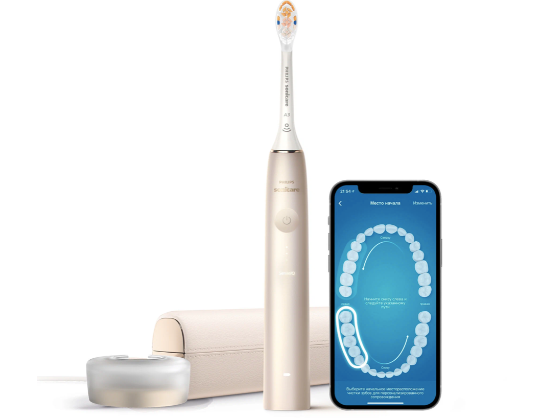 Звуковая зубная щетка Philips Sonicare 9900 Prestige, золотистое шампанское