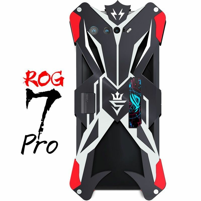 Металлический чехол MyPads для ASUS ROG Phone 7 Pro / ROG Phone 7Ultimate, Противоударный, Черный и красный