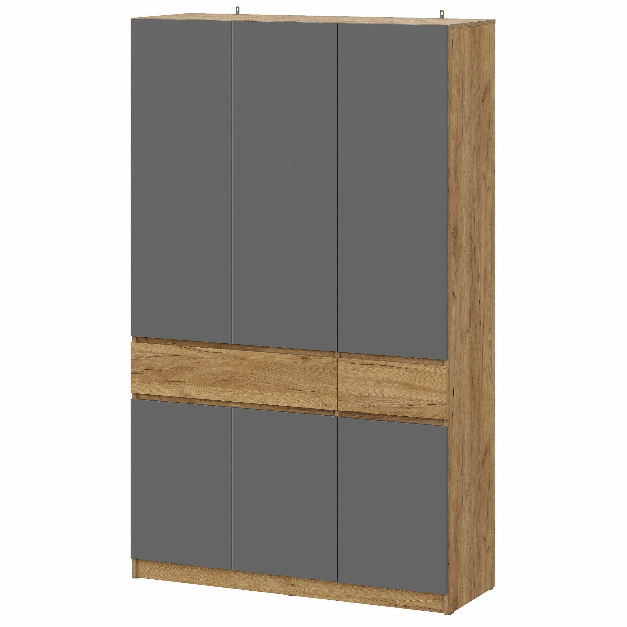 Шкаф трехстворчатый с ящиками Авиньон Дуб Крафт Золотой/Графит серый