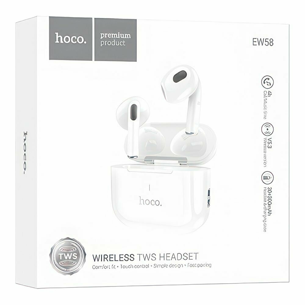 TWS гарнитура HOCO EW58 BT 5.3, вкладыши (белый) — фото 1