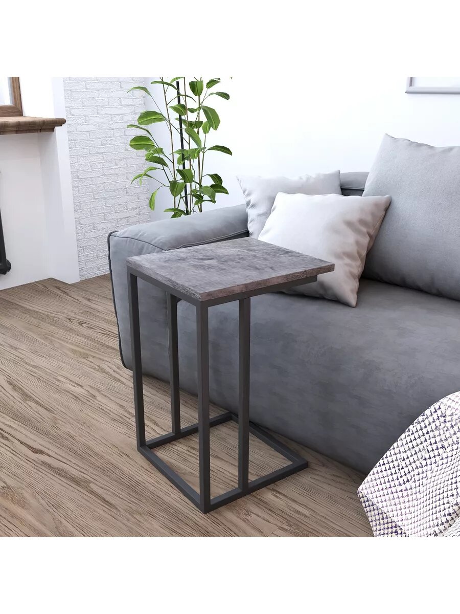 Приставной столик КМК в стиле Loft квадратный ЛДСП 58 см х 35 см х 40 см