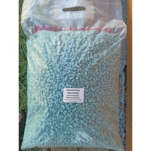 Наполнитель бумажный с отдушкой мокрой травы, 12 л. (бактерицидный)