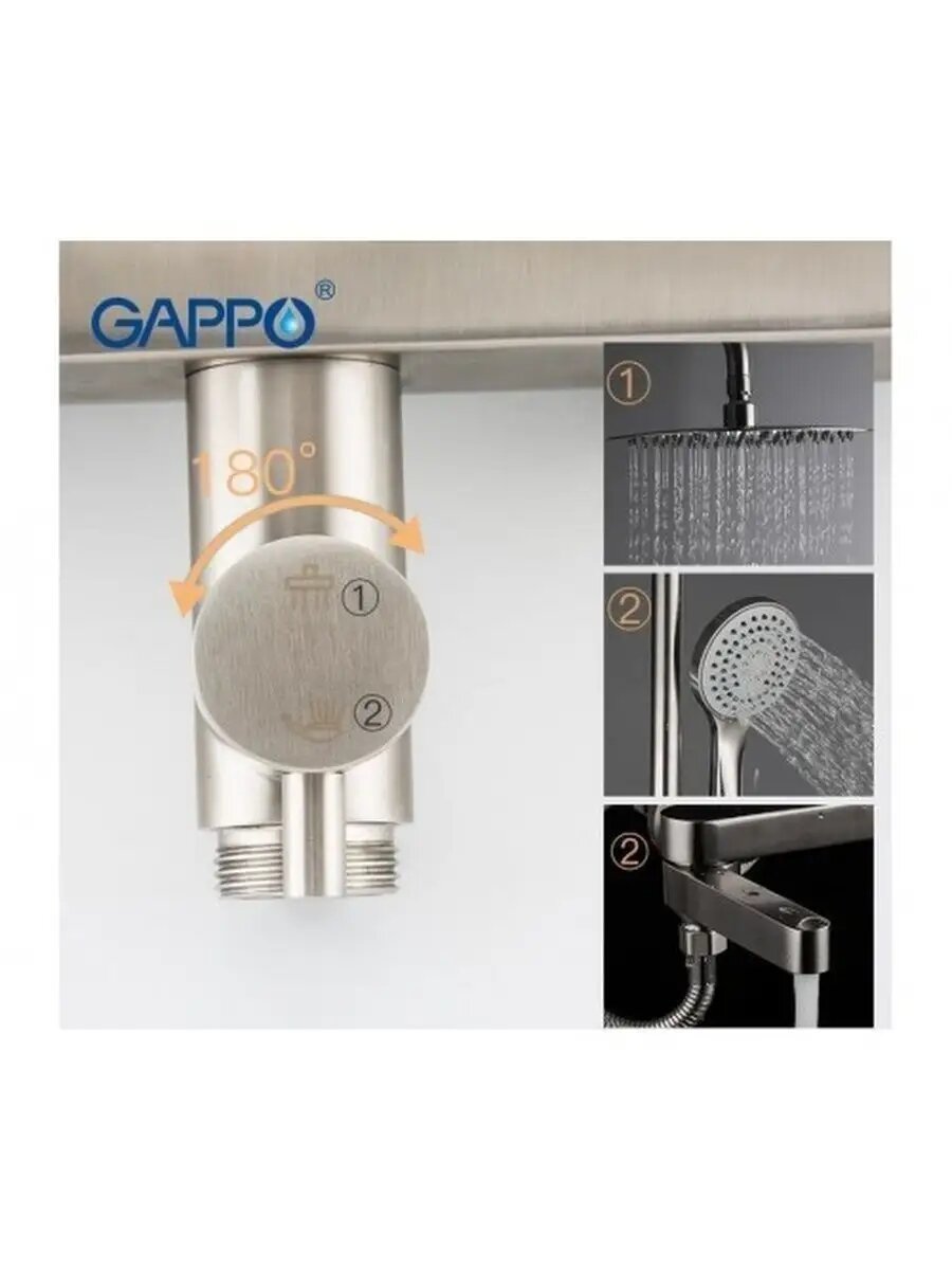 Душевая система с тропическим душем Gappo G2499-30, цвет хром — фото 1