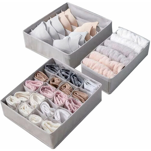 Органайзер для хранения белья и вещей, 3шт / Набор органайзеров для хранения белья 3шт / Кофр для хранения мелочей, 3шт, LettBrin