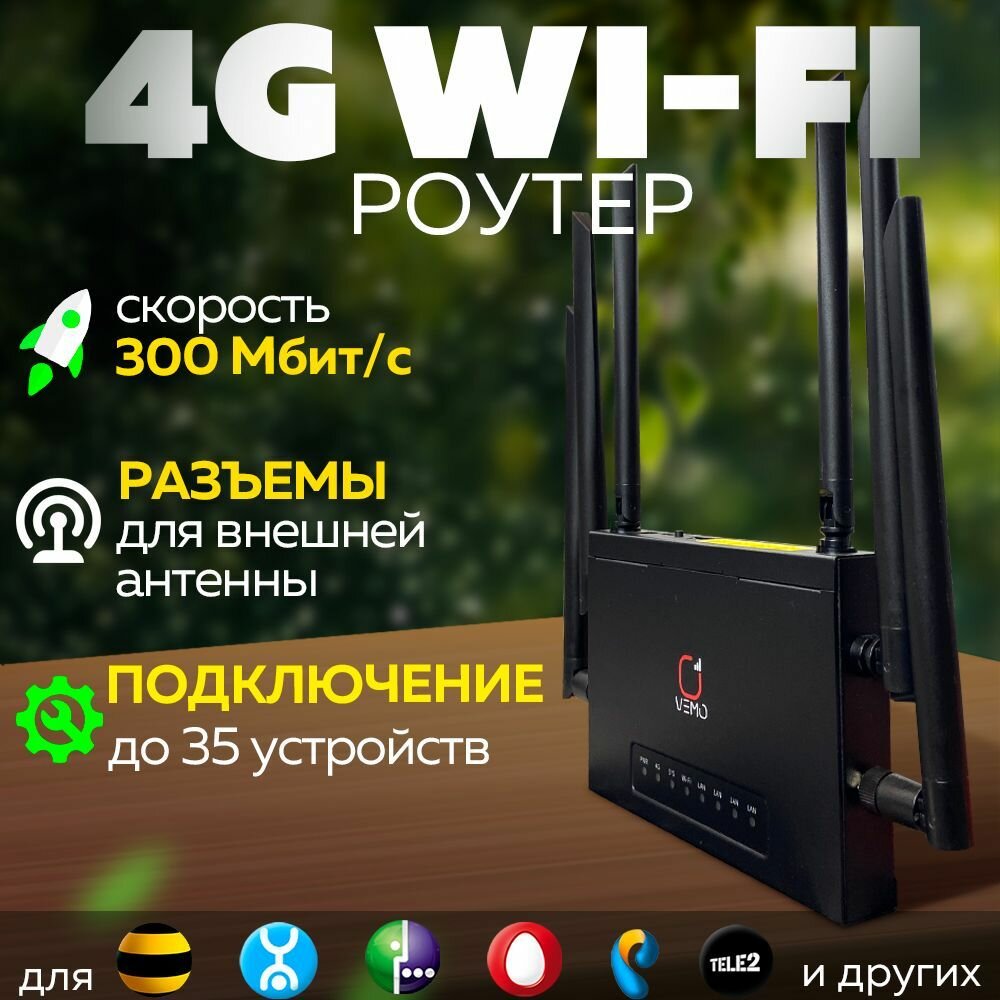 4G WiFi Модем - Роутер Vemo Универсальный Под Безлимитный Интернет