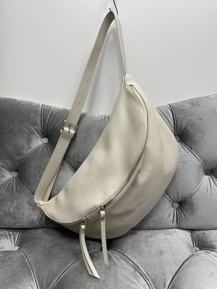 Сумка кросс-боди GENUINE LEATHER, фактура зернистая, слоновая кость — фото 1