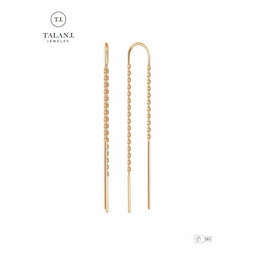 фото Серьги talant, красное золото, 585 проба, , золотистый