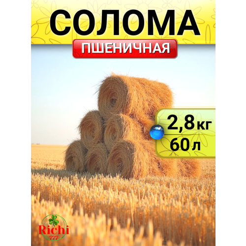 Солома для мульчирования пшеничная, сено мульча в тюках 2,8 кг