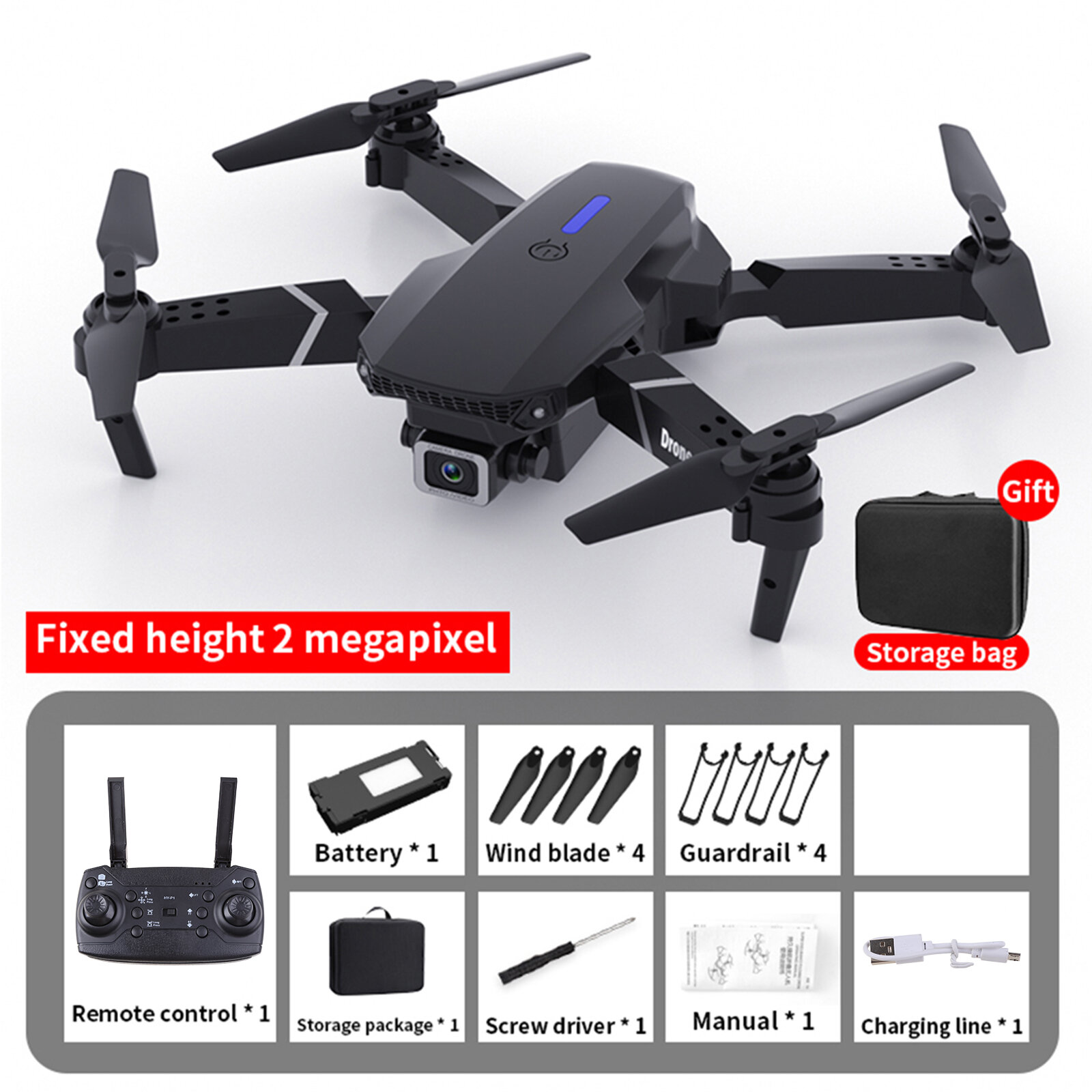 БПЛА E88 с камерой, 4K/High-Defination/1080p One Click Sauft & Plant, Quadcopter с дистанционным управлением для взрослых детей