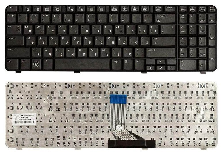 Клавиатура для ноутбука HP Compaq 532818-001 черная 1080₽