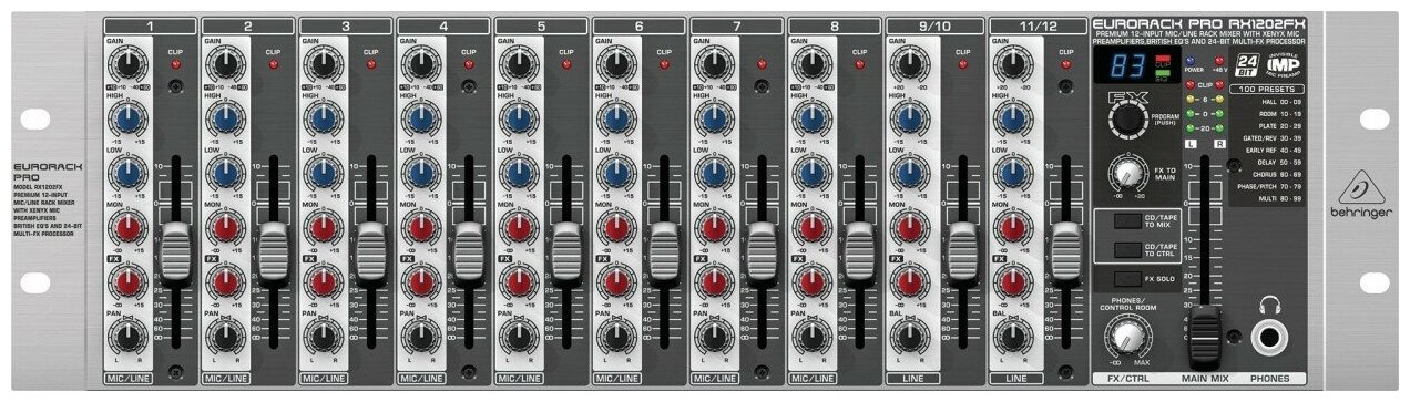 Behringer RX1202FX Eurorack Pro малошумящий рэковый микшерный пульт