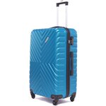 Чемодан на колесах Lcase New-Delhi. Средний М, АВС пластик. Синий дорожный чемодан на колесиках для путешествий и поездок. - изображение
