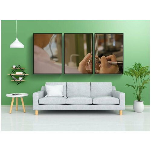 фото Набор модулных постеров для интерьера "лаборатория, пробирка, контрольная работа" 60x90 см. в тубусе, без рамки lotsprints