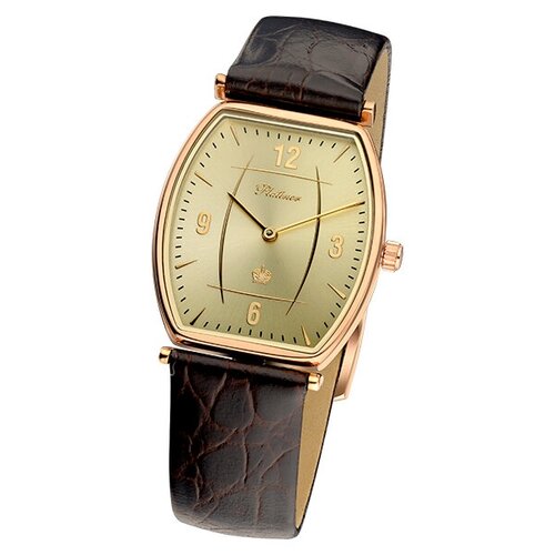 Наручные часы Platinor мужские, кварцевые, корпус золото, 585 пробажелтый
