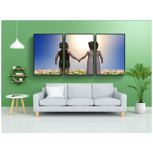 фото Набор модулных постеров для интерьера "дети, будущее, мирный" 60x90 см. в тубусе, без рамки lotsprints