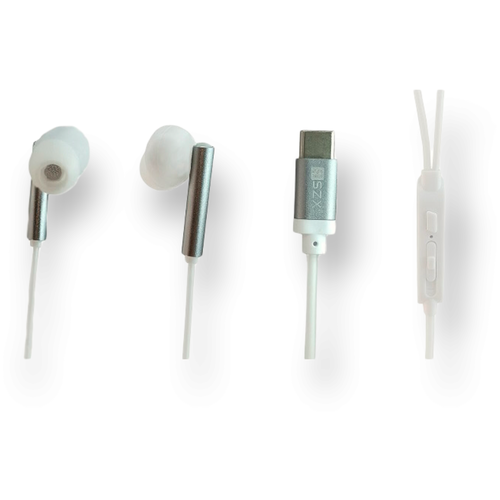 Внутриканальные проводные HiFi наушники SZX STC-8, Type-C, белые-серебристые высококачественные внутрикальные наушники