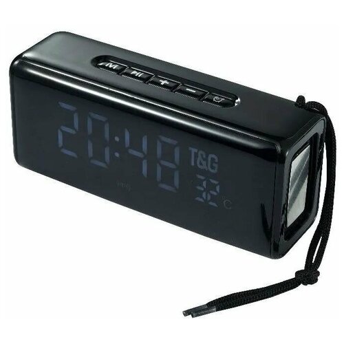 Беспроводная портативная Bluetooth колонка с часами и термометром TG-174 черная 104900₽