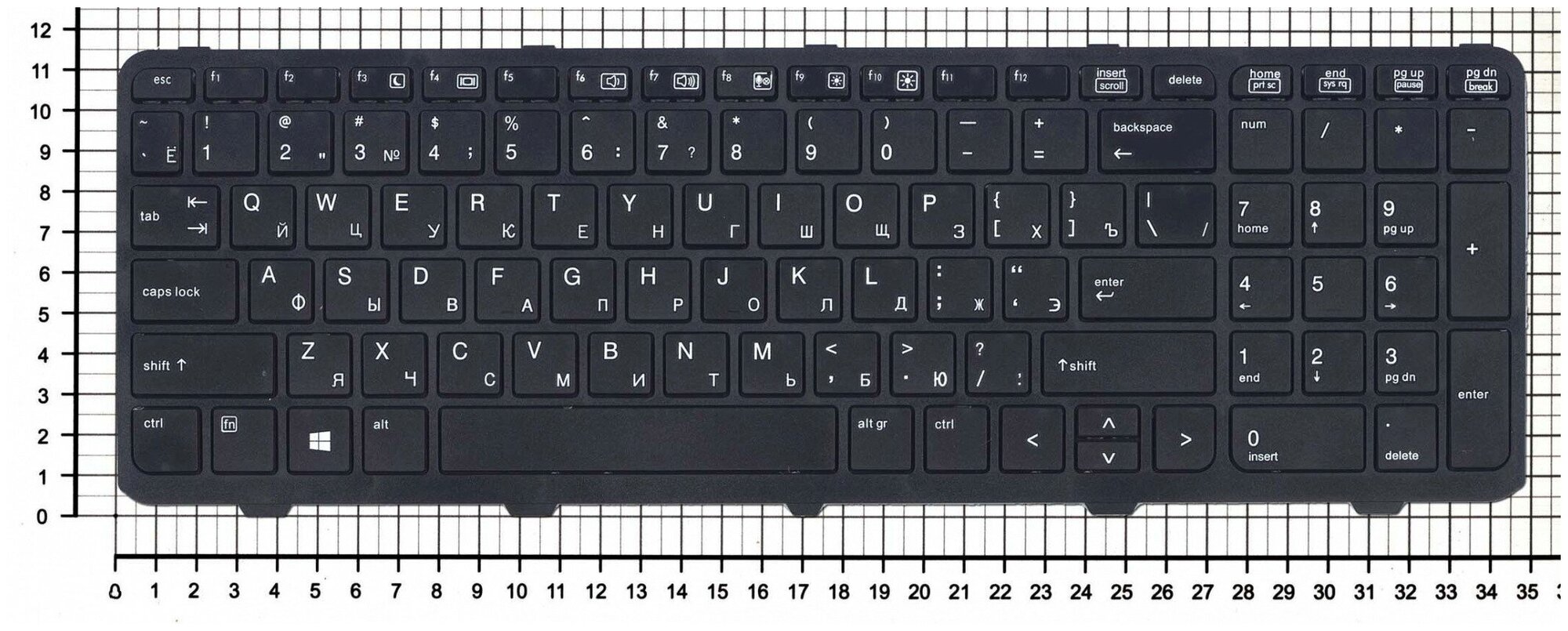 Клавиатура для ноутбука HP ProBook 450 G2 черная с рамкой