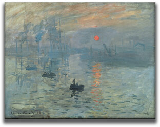 Картина для интерьера на холсте Клода Моне «Впечатление. Восходящее Солнце» 48х63, холст натянут на подрамник