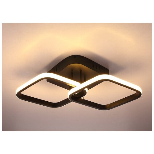 Светильник подвесной (потолочная люстра) Emilion Scandinavian Double Square, LED, 60 Вт, цвет арматуры: черный, цвет плафона: белый