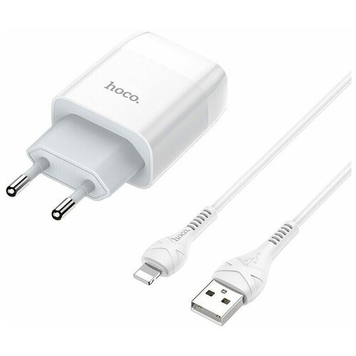 фото Зарядное устройство hoco c72a glorious 1 usb lightning cable, белый