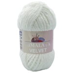 Пряжа плюшевая, велюровая Himalaya Velvet (Хималая вельвет) 100г/120м, 100% микрополиэстер, цвет: 90063 суровый белый, 1 моток - изображение