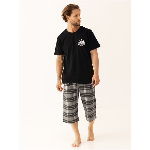 Мужская пижама больших размеров MOR, MOR-01-007-003972, коричневая, размер M