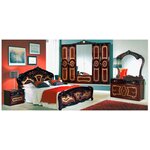 Спальный гарнитур Диа Роза цвет: могано глянец(кровать 160х200, шкаф 6дв, тумбочки 2шт, комод с зеркалом) - изображение
