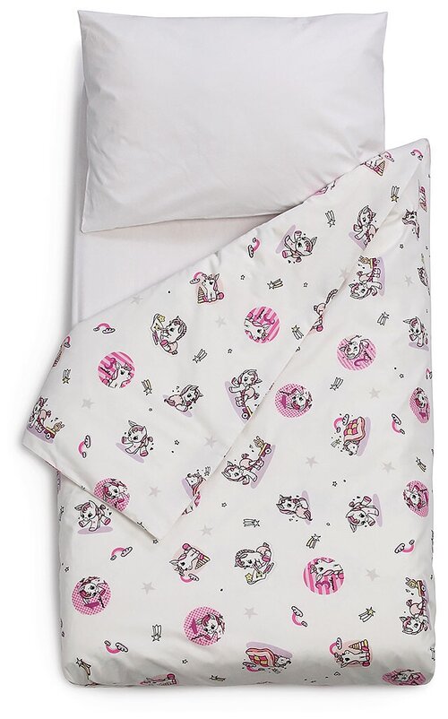 Детское постельное белье в кроватку 120*60 SWEET DREAMS MOSCOW UNICORE розовый/серый