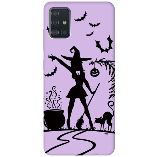фото Силиконовая чехол-накладка silky touch для samsung galaxy a51 с принтом "witch and boiler" сиреневая gosso
