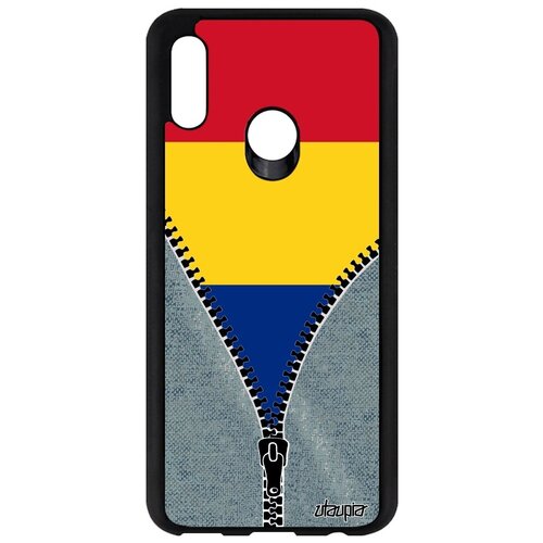 фото Защитный чехол для // honor 10 lite // "флаг румынии на молнии" стиль страна, utaupia, серый