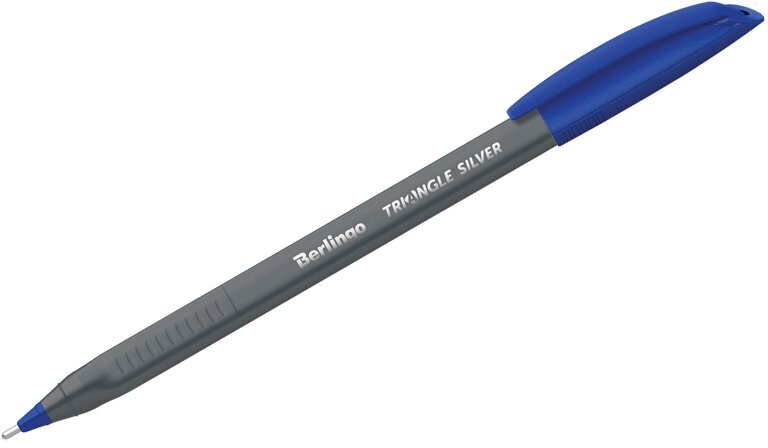 Ручка шариковая Berlingo "Triangle Silver", синяя, 1,0мм, трехгран.