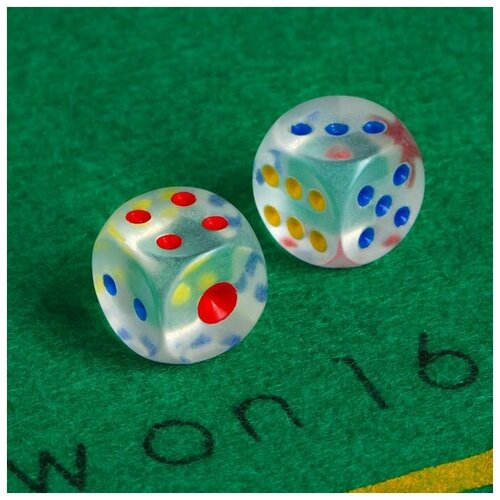 фото Кубики игральные 1.6х1.6 см, набор 2 шт., акрил mikimarket