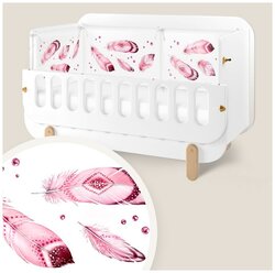 Бортик в детскую кроватку (3 секции) Dr.Hygge HG210301/Розовый_перья