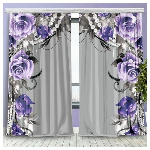 Комплект шторы Фиолетовые розы 145*270 (2) (МарТекс)