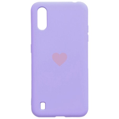 фото Силиконовый чехол-накладка silky touch для samsung galaxy a01 с принтом "heart" сиреневый gosso