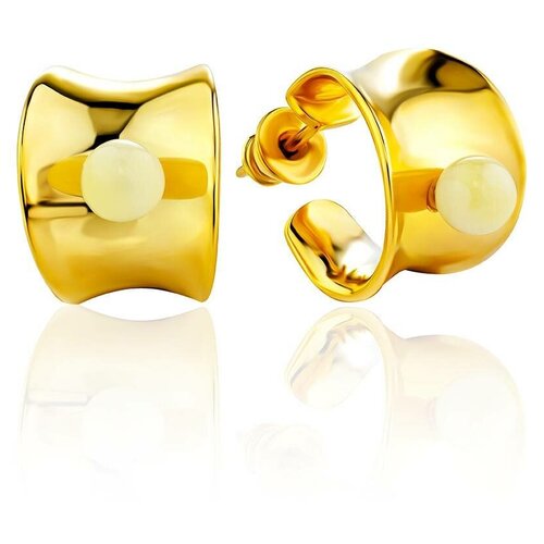 фото Amberholl объёмные серьги-кольца из позолоченного серебра и медового янтаря palazzo от ifamore™