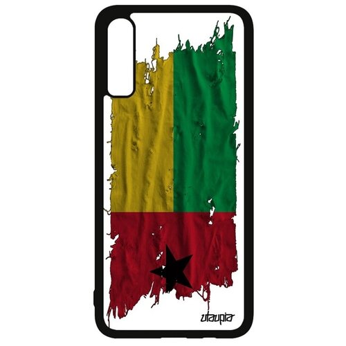 фото Красивый чехол для телефона // samsung galaxy a70 // "флаг гвинеи бисау на ткани" страна стиль, utaupia, белый