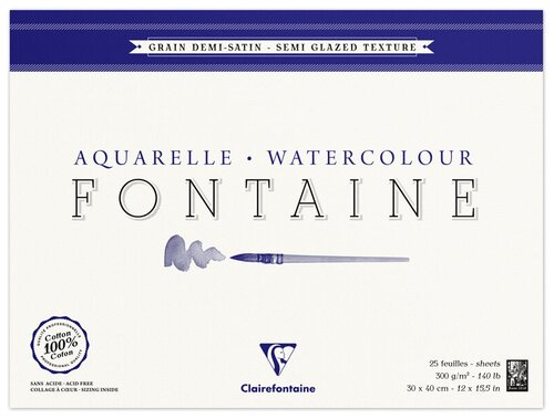 Альбом для акварели Clairefontaine Fontaine 30 х 40 см, 300 г/м², 25 л.
