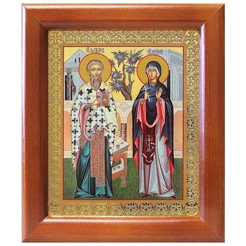 священномученик киприан и мученица иустина икона в резной рамке Священномученик Киприан и мученица Иустина, икона в рамке 12,5*14,5 см