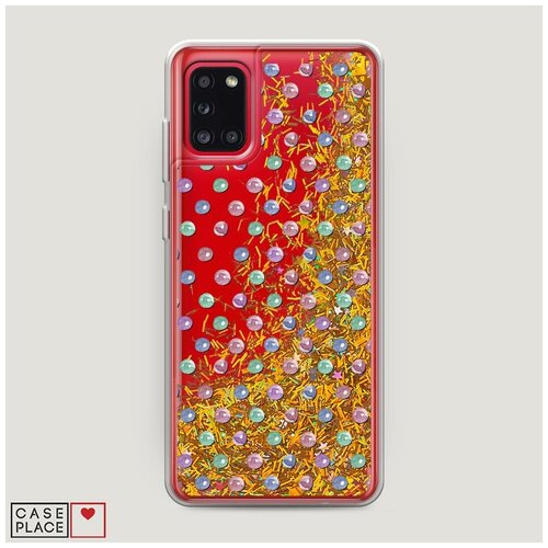 фото Чехол жидкий с блестками samsung galaxy a31 акварельные круги фон case place