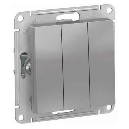 Schneider Electric ATLASDESIGN 3-клавишный выключатель, сх.1+1+1, 10АХ, механизм, алюминий (2шт) (арт. ATN000331) schneider electric glossa 1 клавишный выключатель сх 1 10ах механизм белый 5шт арт gsl000111