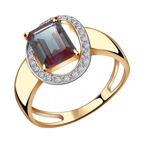 фото Золотое кольцо александра кл2596ск с бриллиантом и александритом diamant-online
