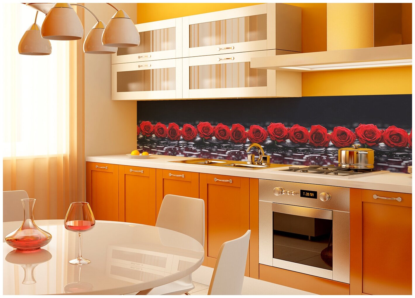 Кухонный фартук с 3D покрытием "Соблазн" 2000*600*1,5 мм, АБС пластик, термоперевод с жиростойким глянцевым покрытием