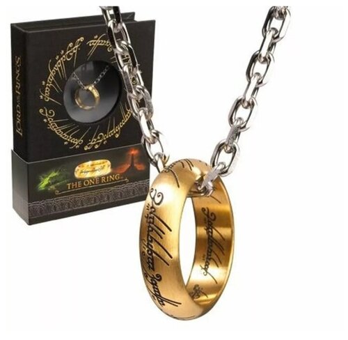 Комплект бижутерии The Noble Collection Кольцо Всевластия: кольцо, цепь, размер кольца 19.8, размер колье/цепочки 61 см, золотой