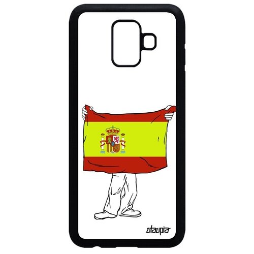 фото Противоударный чехол на смартфон // galaxy a6 2018 // "флаг испании с руками" стиль патриот, utaupia, белый